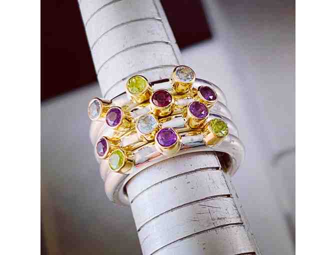 Sterling & 14k Triple Gemstone Ring from GK Designs