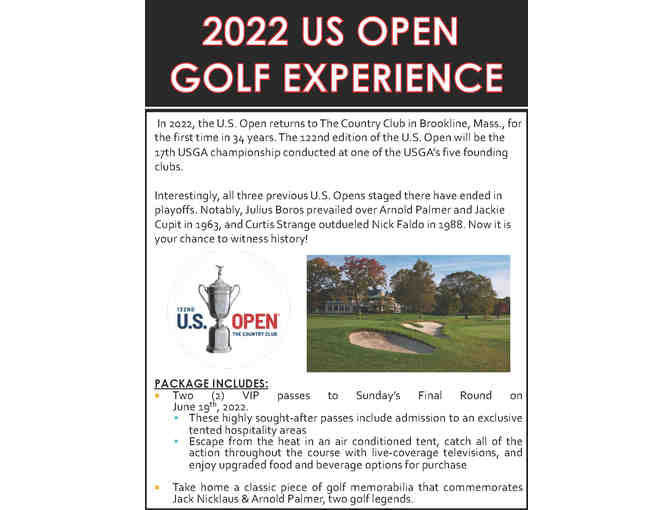 2022 US Open Golf Final Round Experience for Two