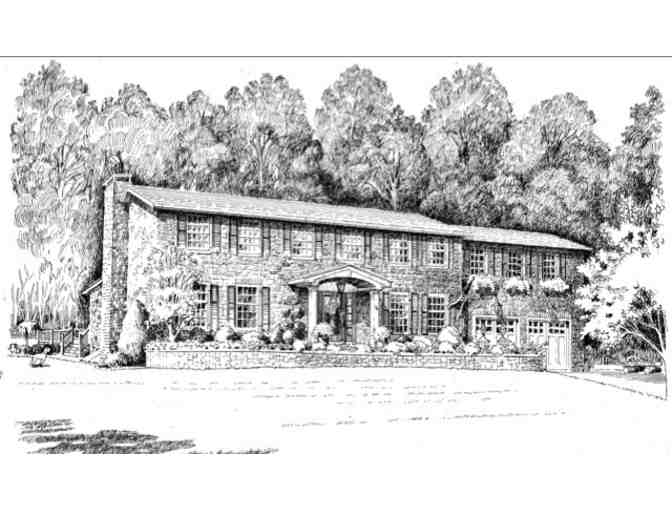 Pen and ink architectural portrait by Camille Fischer