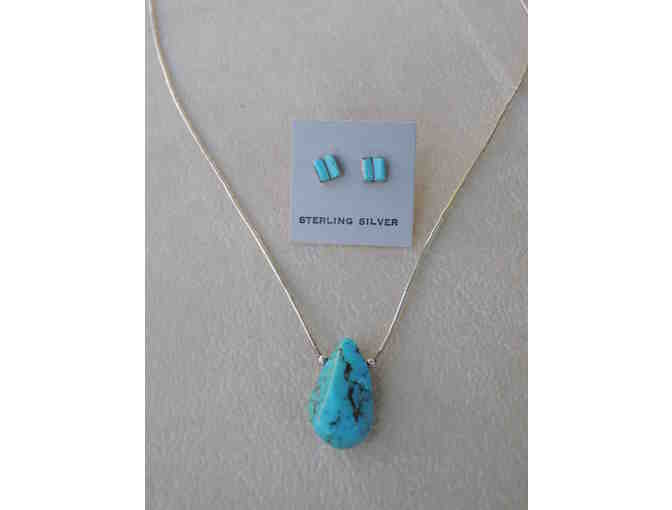 Turquoise and Silver Necklace and Earrings