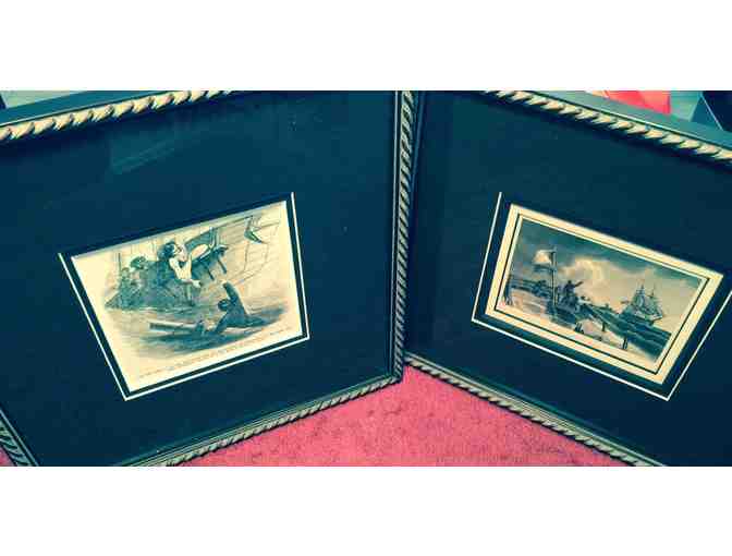 Nautical Antique Artwork, Illustrated in late 19th century - framed set
