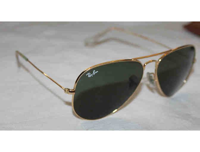 Ray Ban RB3025 Aviator Large Metal Sunglasses - Gold/Green Lenses