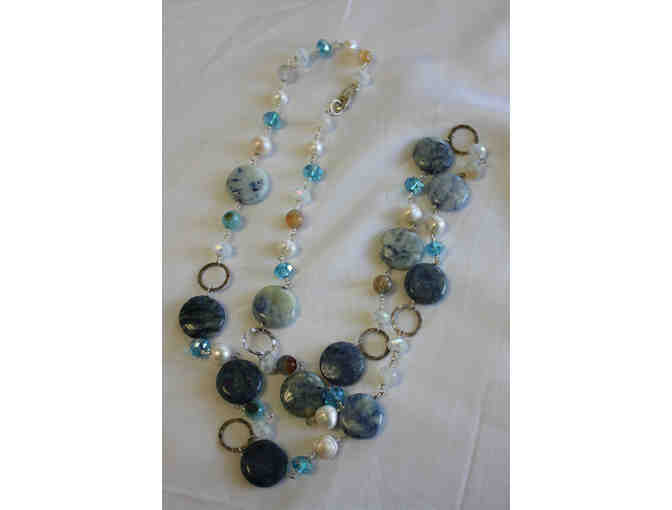 Blue Stones, Pearls & Crystal Necklace