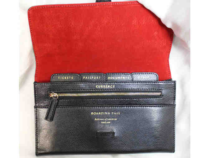 ASPINAL OF LONDON Classic Travel Wallet - Black/Red Interior