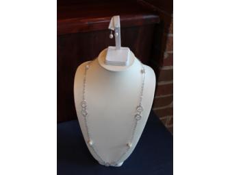Sterling and Pearl Drop Earrings and Necklace