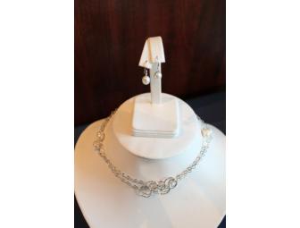 Sterling and Pearl Drop Earrings and Necklace