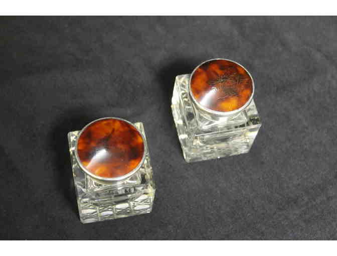 Pair of Crystal Inkwells