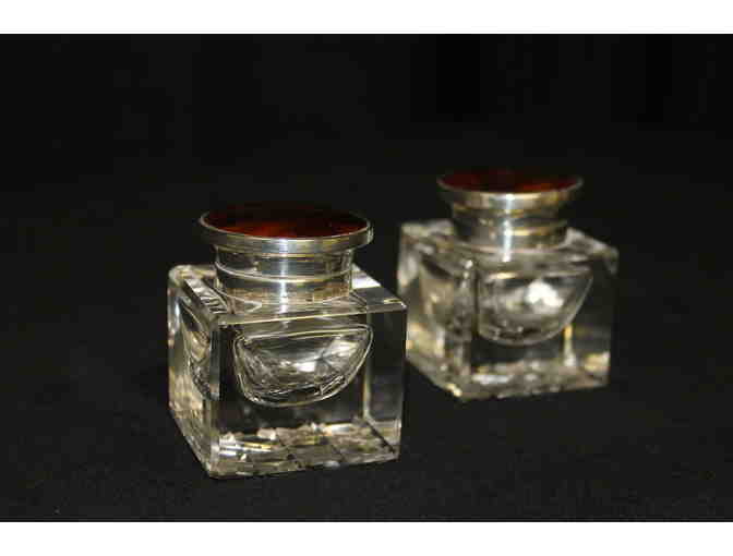 Pair of Crystal Inkwells