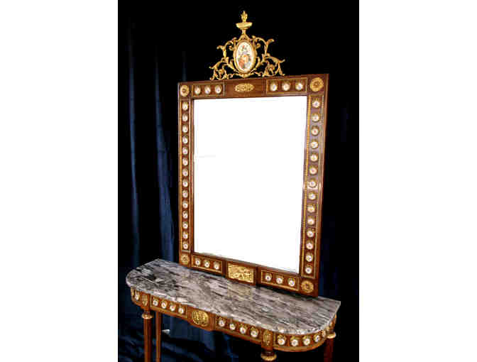 Louis XVI Marble Top Console Table and Mirror
