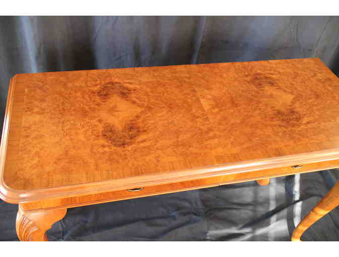 Queen Anne Burl Walnut Console Table