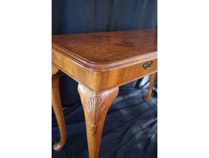 Queen Anne Burl Walnut Console Table