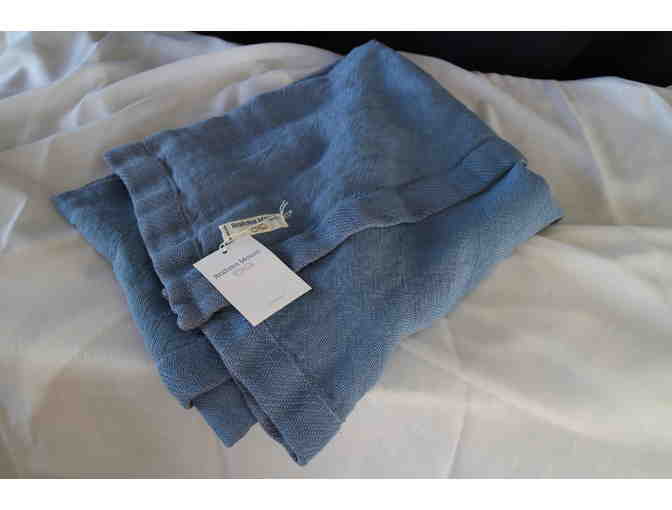 Blue Linen Throw Blanket