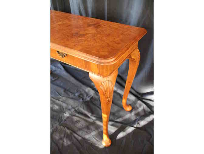 Queen Anne Burl Walnut Console Table