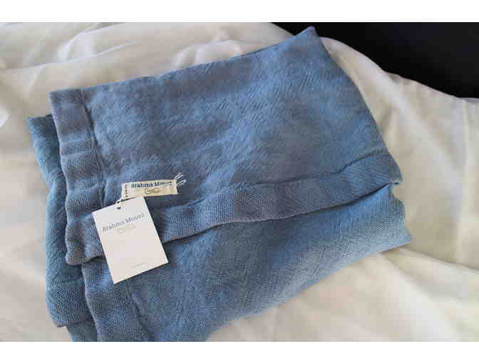 Blue Linen Throw Blanket