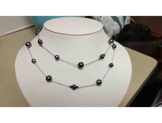 Black Freshwater Pearl Necklace & Earrings