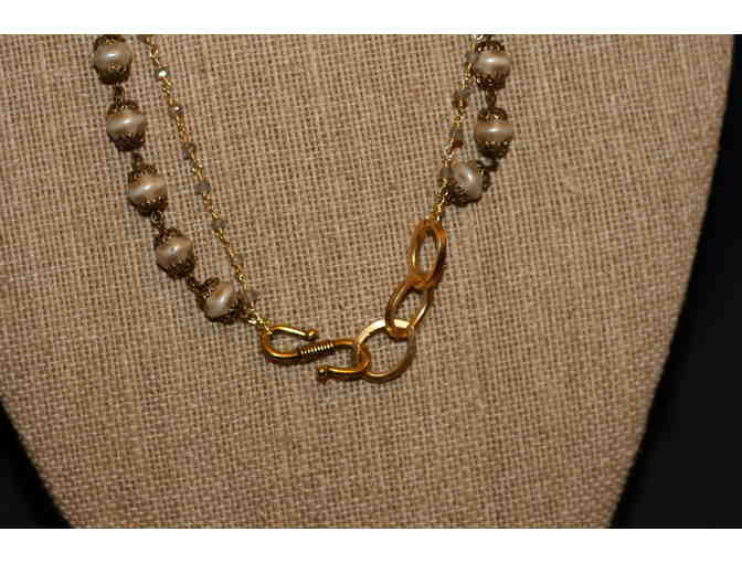 Vintage Glass Pearl Beads with Gemstone Chain