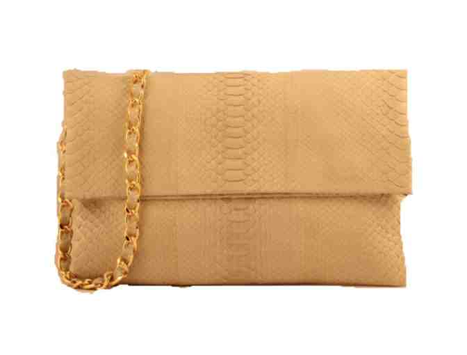 Fold Over Python Leather Clutch