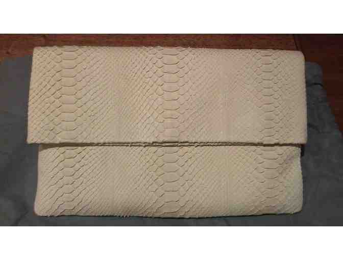 Fold Over Python Leather Clutch