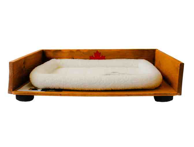 Handmade Wooden Dog Bed with Cushion - Photo 1
