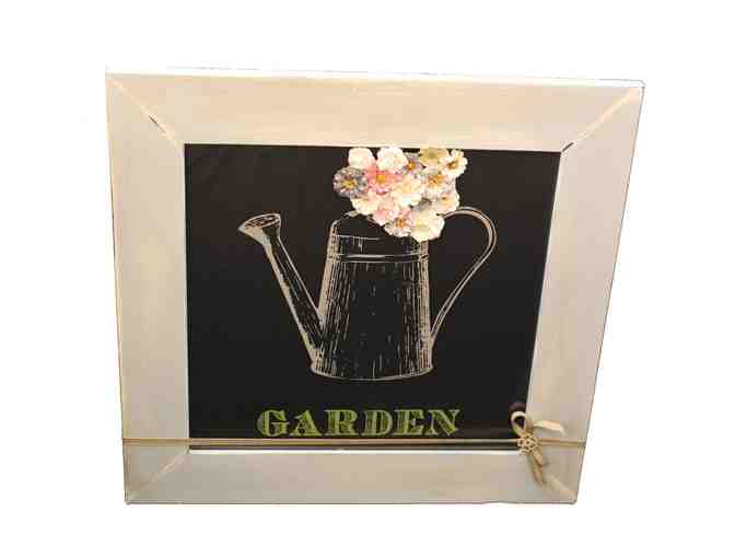 Framed Watering Can with Flowers Art - Photo 1