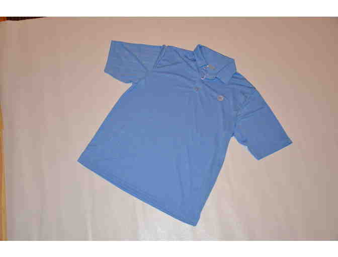 AT&T Branded Apparel - Gold tri-Mountain light blue Polo, Men's large