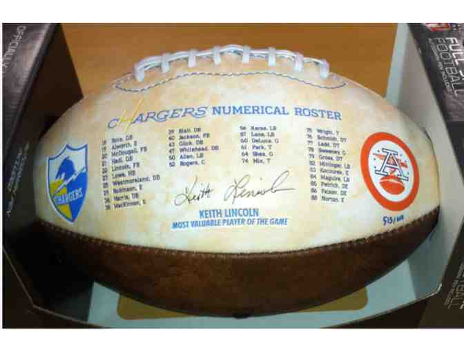 Keith Lincoln MVP Autographed 2013 50th Anniversary Laser Football