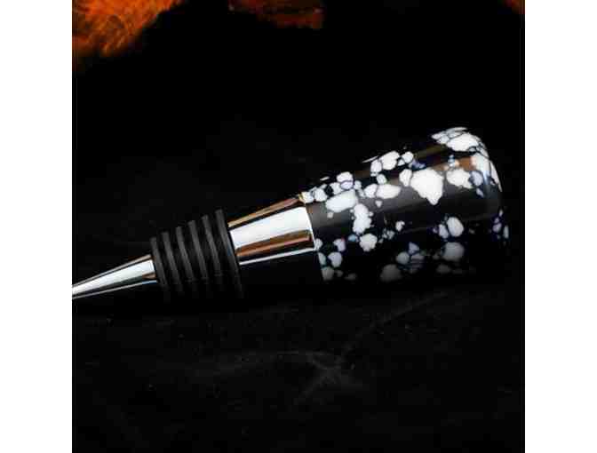 Striking Black and White Stone Wine Stopper- Exquisite Gift!