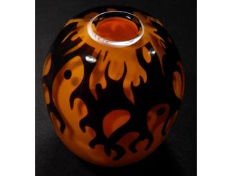 Yellow / Black Tribal Flame Vase