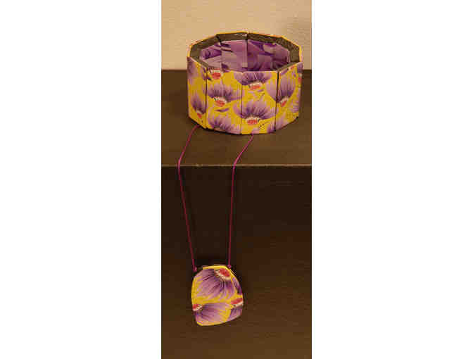 Aster Cuff Bracelet and Pendant on Silk Cord