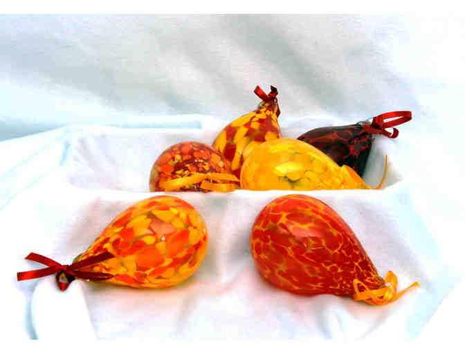 6 Blown Glass Teardrop Ornaments (Elias Studios) - Photo 1