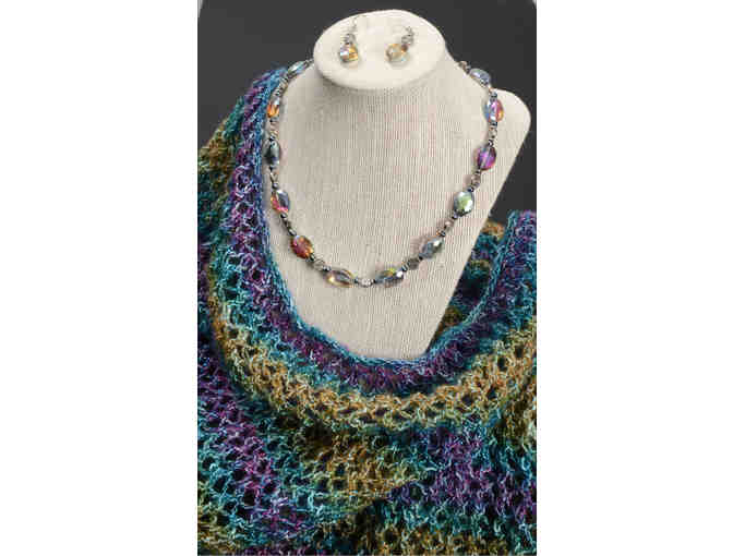 Jewel Tone Shawl, Necklace and Earrings Set (Lisa Hirsbrunner)