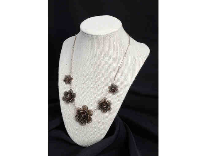 Vintage Mexican Silver Floral Necklace (Unknown Artist) LIVE