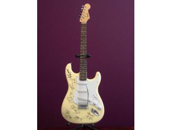 Yellow Squier by Fender Electric Guitar Signed by REO Speedwagon and Styx