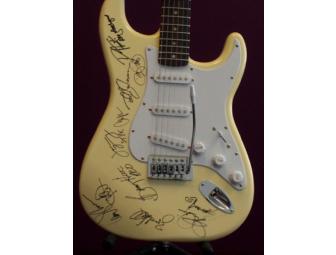 Yellow Squier by Fender Electric Guitar Signed by REO Speedwagon and Styx