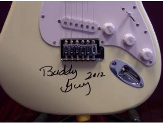 Yellow Squier by Fender Guitar Signed by Buddy Guy