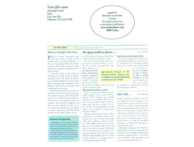 4 Issues of Audiology HealthCare News Physician Newsletter