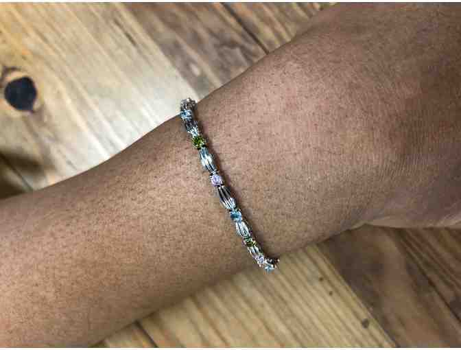 Sterling silver multi-colored cubic zirconia bracelet