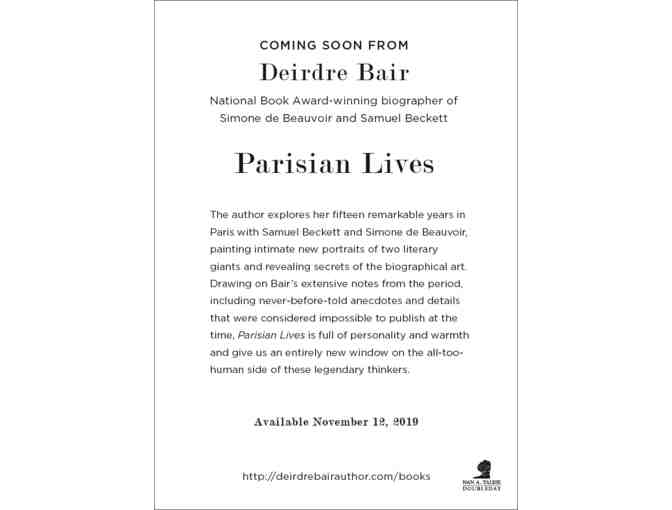 Dinner at Deirdre Bair's Home, Advice on Memoir Writing, and Signed Book