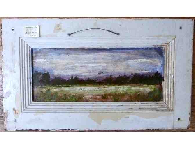 Two-Sided Oil Painting on Vintage Door Panel