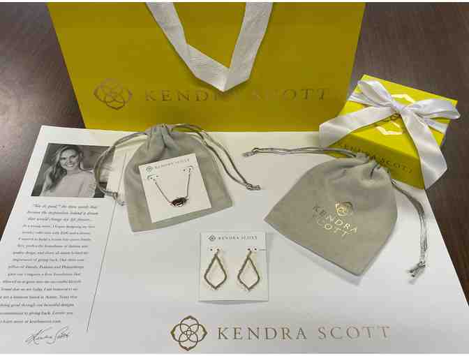 Kendra Scott Sophia Gold Drop Earrings and Baroque Elisa Gold Pendant Necklace