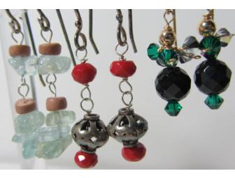 Earrings- Six pairs plus a plastic earring stand