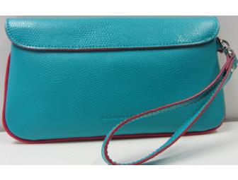 Turquoise Leather Clutch by Baekgaard
