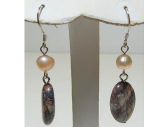 Necklace and  Earring Set of Jasper and Freshwater Pearls