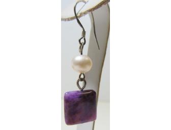 Necklace and Earring Set of Purple stone and Pearl