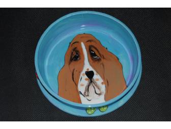 Basset Dribbles Dog Dish by Debby Carman