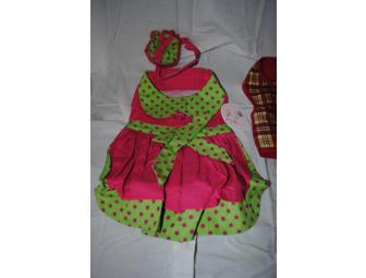 Hot Pink & Green Polka Dot Dress and Red & Yellow Plaid Harness
