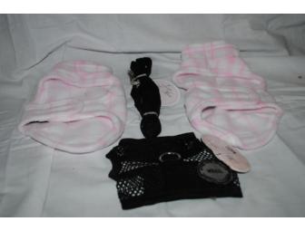 2 Plaid Light Pink Fleece Vest & Black Harness with Leash