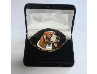 Beagle Russian Lacquer Pin Basket