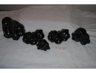 Basset Black Pottery Figurines by Dona Rosa, Artist