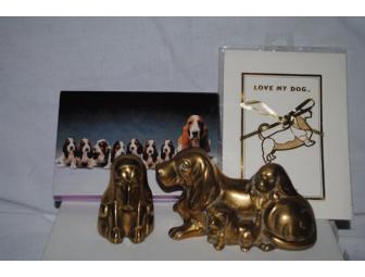 Basset Hound Brass Basket